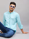 Vastramay Men's Aqua Short Cotton Kurta
